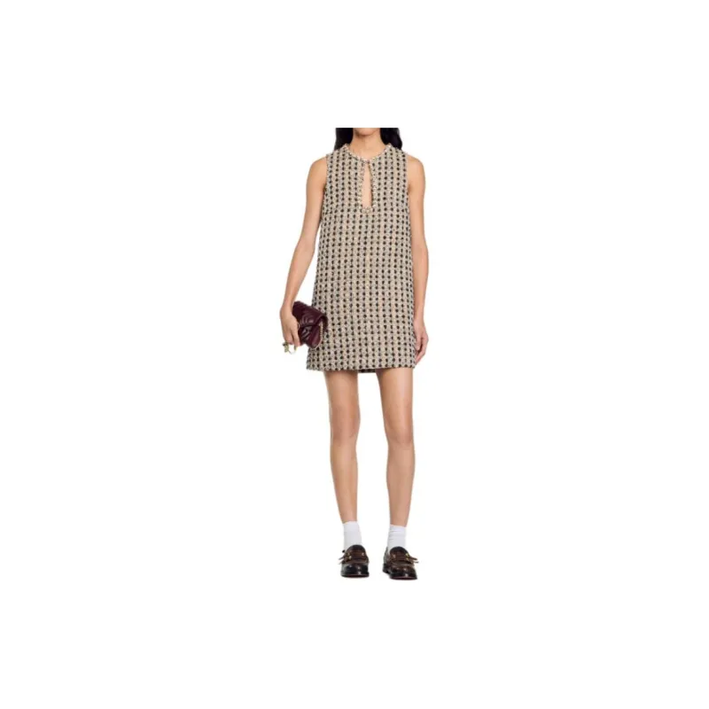 Sandro Gem embellished Tweed Mini Dress-2