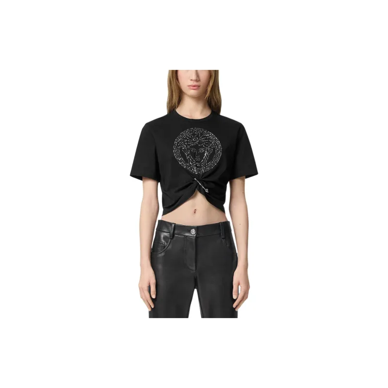VERSACE Medusa Safety Pin Cropped T Shirt-1