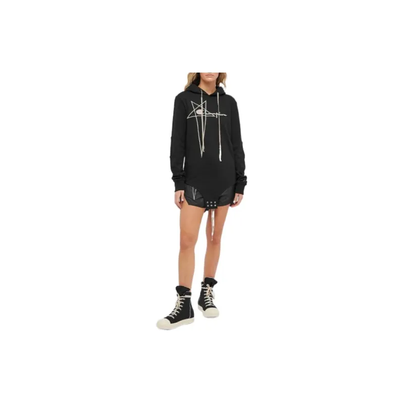 RICK OWENS Logo embroidered Organic cotton Hoodie-1