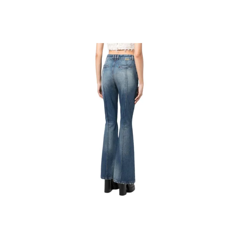 BALMAIN High waisted Cotton Flared Jeans-2