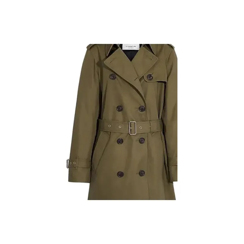 COACH SS24 Trench Coat Women's Dark Fern Green-4