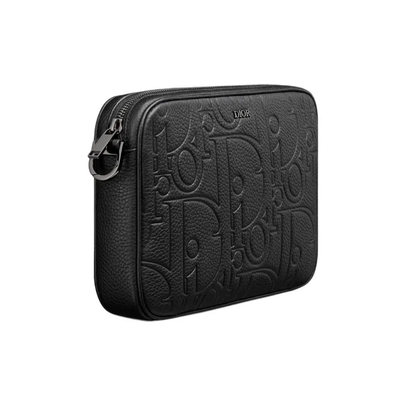 DIOR Cow Leather Shoulder Bag Crossbody Bag Unisex Black-2