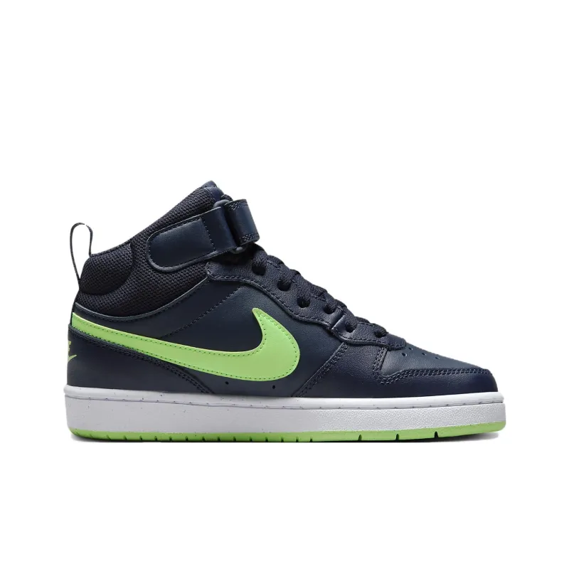 Nike Court Borough Mid 2 GS 'Dark Obsidian Lime Blast'-1