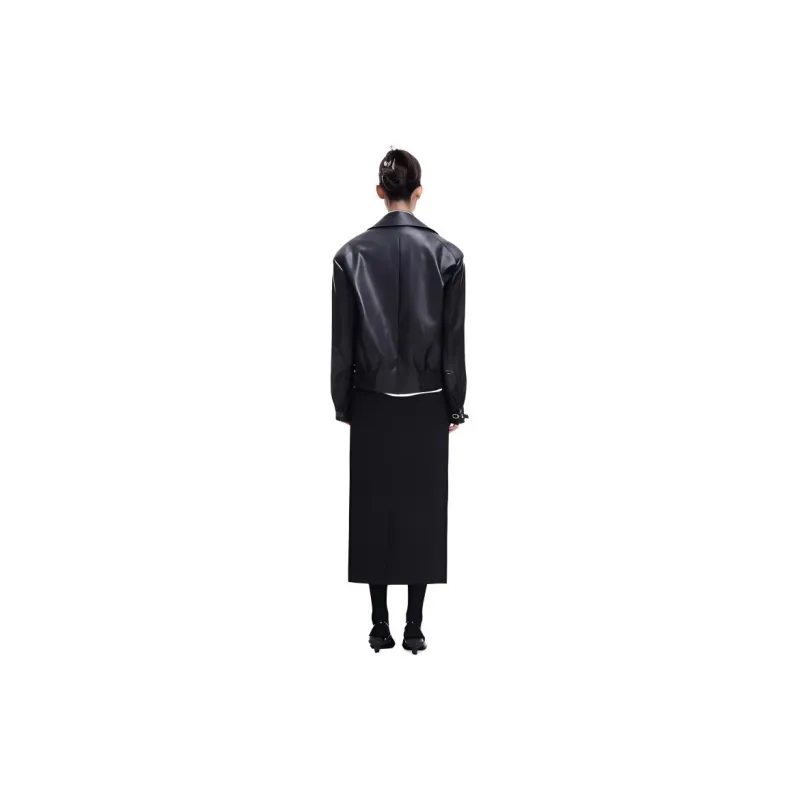 MODULER XIACHUAN Leather Jacket Women's Black-2