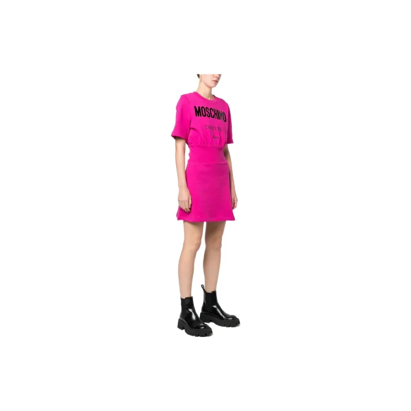MOSCHINO Short-Sleeved Dresses Women's Peach Pink-3