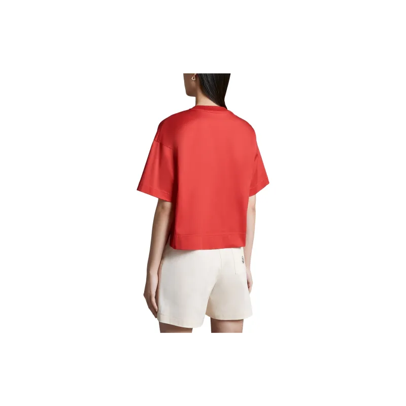 Moncler SS24 Year Of The Dragon Collection Drop Shoulder Sleeve T-Shirt Women's Red-3