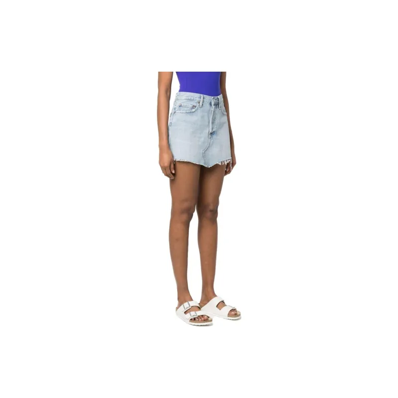 AGOLDE Denim Short Skirts Women's Sky Blue-3