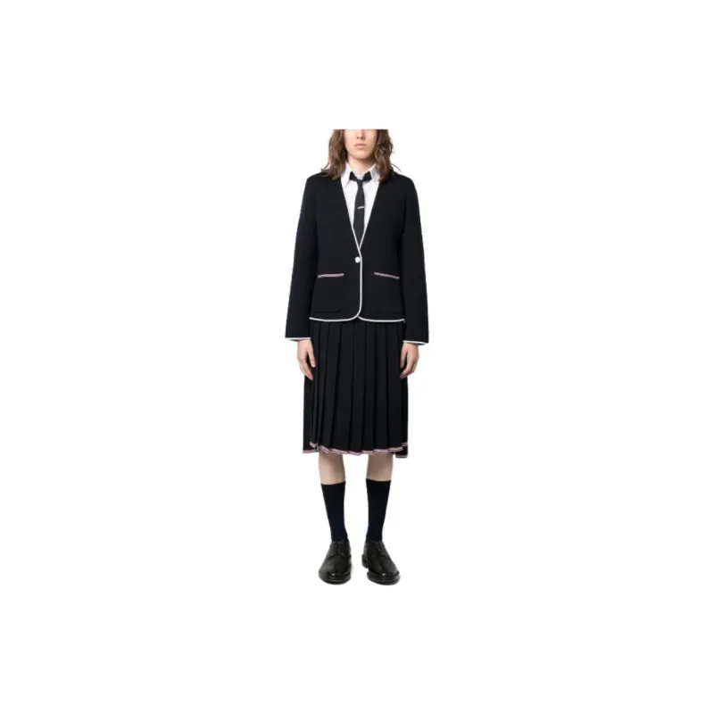 THOM BROWNE Knitted Step hem Pleated Skirt-1