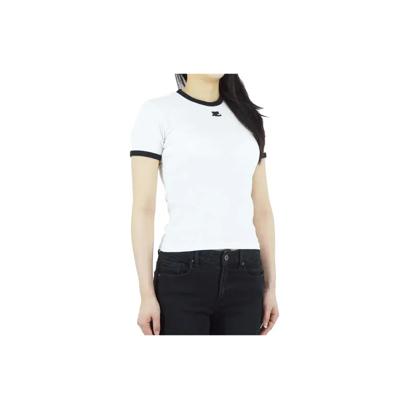 COURREGES Reedition Contrast T Shirt 'Heritage White/Black'-1