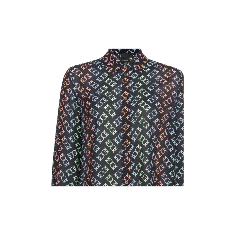 PINKO Love-Birds Monogram Logo Printed Shirt-4