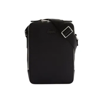 LACOSTE Leather Camera Bag, Shoulder Bag, Crossbody Bag Unisex Black