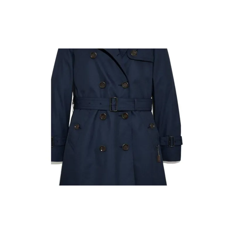 COACH Trench Coats Women's Blue-3