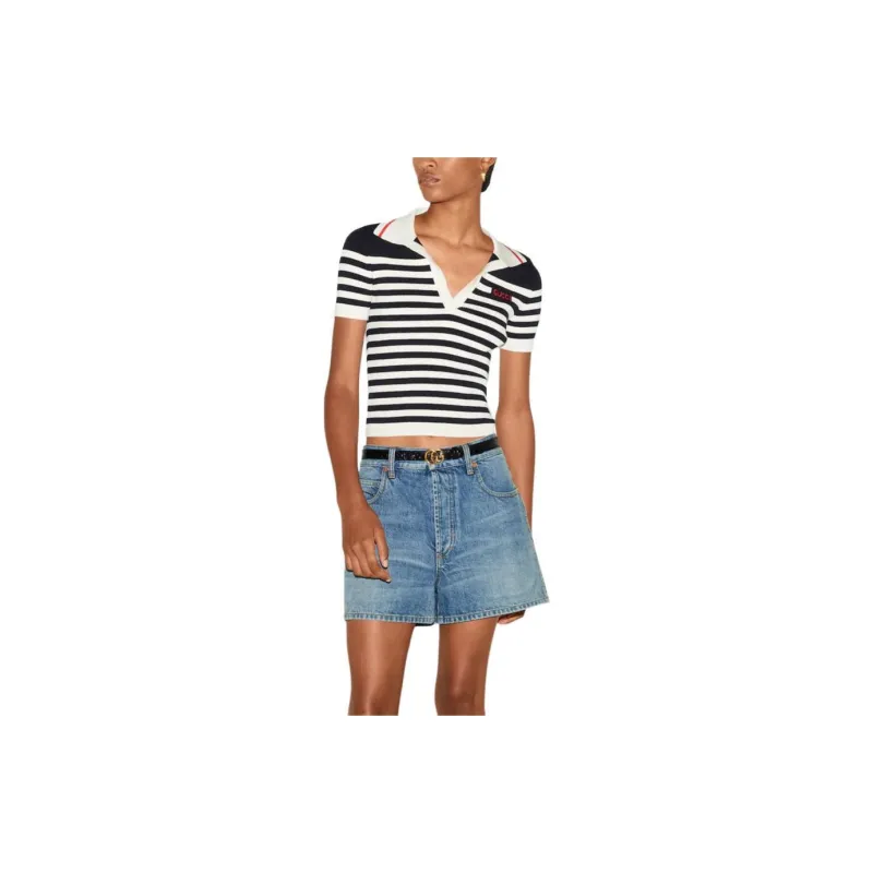 GUCCI Logo intarsia Knitted Polo Top-2