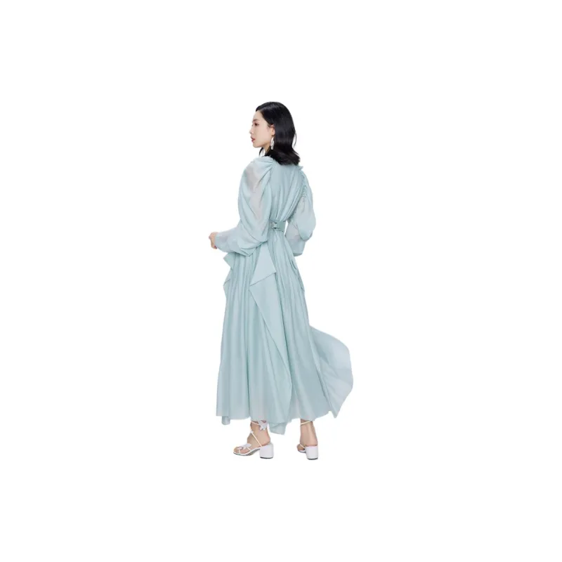 BBLLUUEE Long Sleeved Dress Women's Light Aqua Green-2
