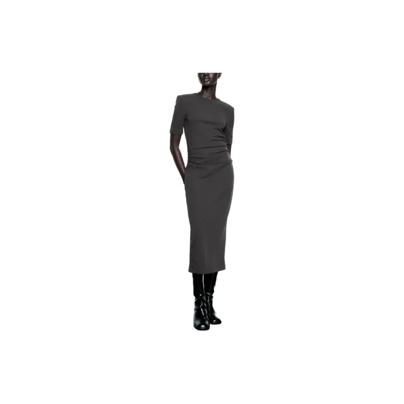 ZARA Short-Sleeved Dresses Women's Chocolate Brown-2
