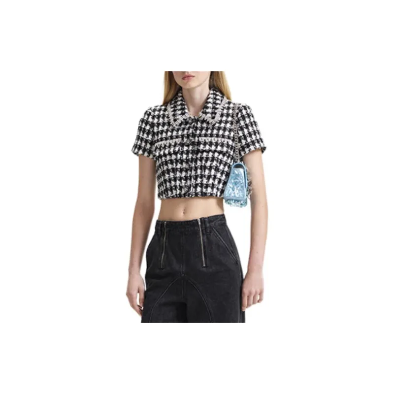 Self portrait Shirt Women's Black Plaid-3