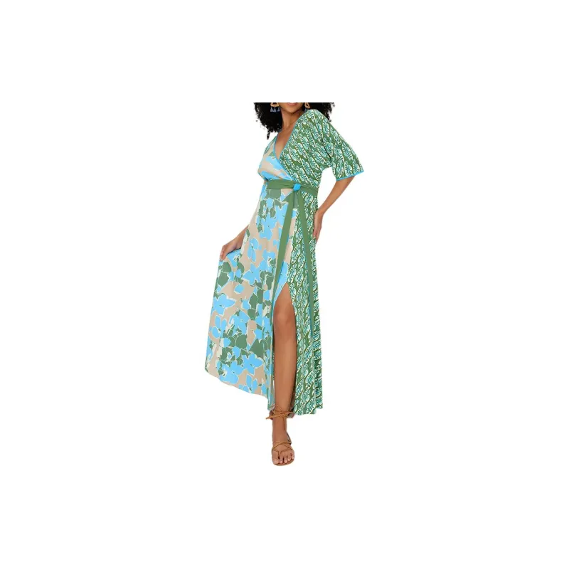 DVF Diane Von Furstenberg SS24 Long-Sleeved Dresses Women's Emerald Green-2