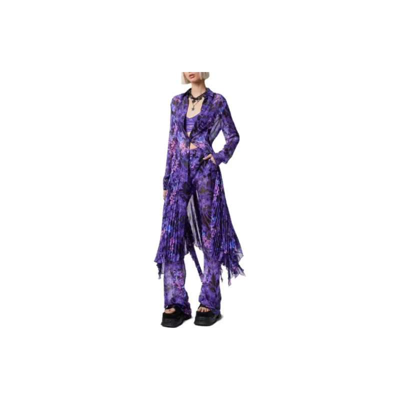 VERSACE Orchid Barocco-print Pleated Shirtdress-3