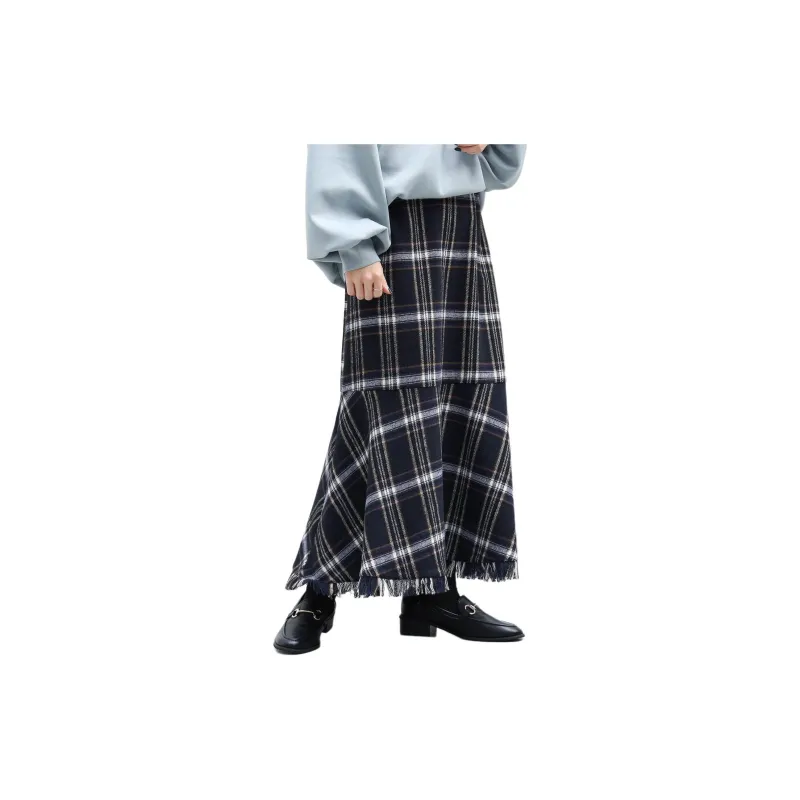 Beams Casual Long Skirt Women's Marine Blue-3