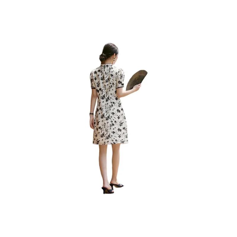 XWI Short Sleeved Dresses Women's Black White-0