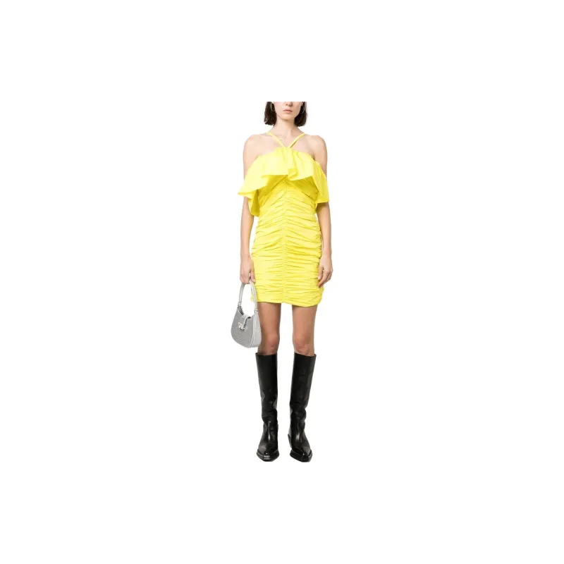 MSGM Ruffle Detailed Halter Neck Mini Dress-1