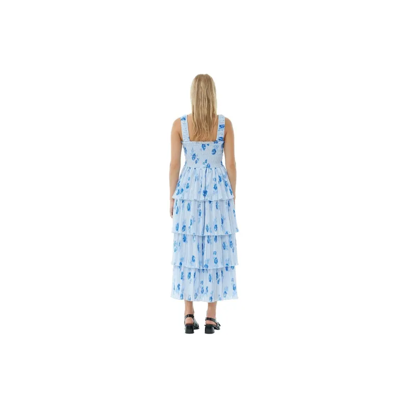 GANNI Floral Printed Pleated Dress-4