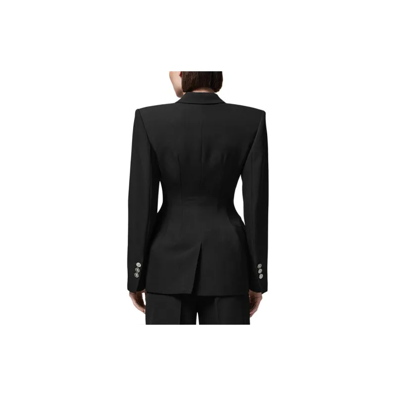 VERSACE Hourglass Double Breasted Blazer 'Black'-2
