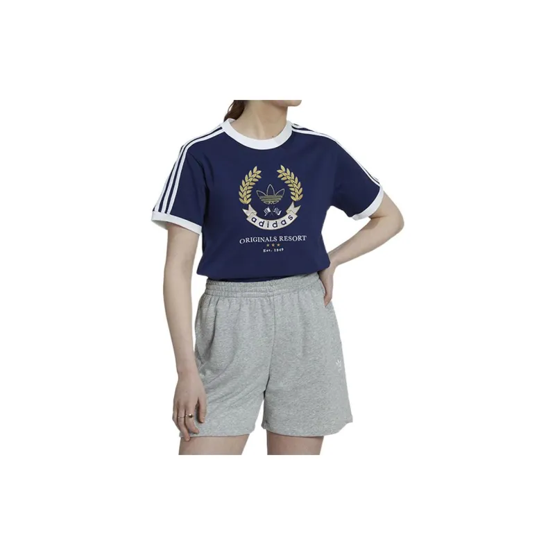Adidas Originals Drop Shoulder Sleeve T Shirt Women's Blue-1