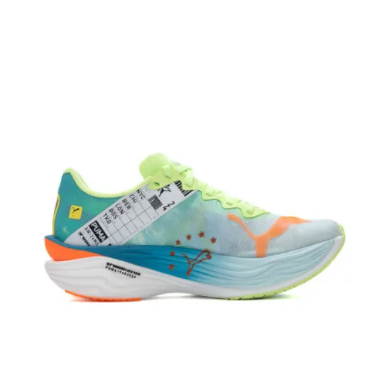 PUMA Deviate NITRO Slip Resistant, Abrasion Resistant, Breathable Low Top Casual Running Shoes Women's Blue Green-1