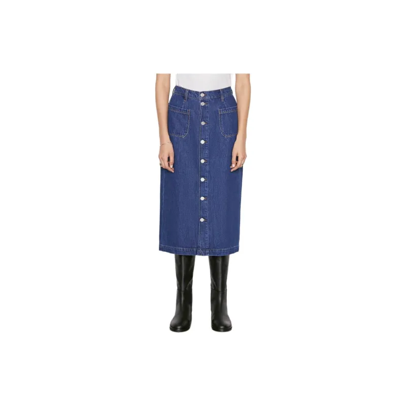 FRAME Denim Long Skirt Women's Blue-1