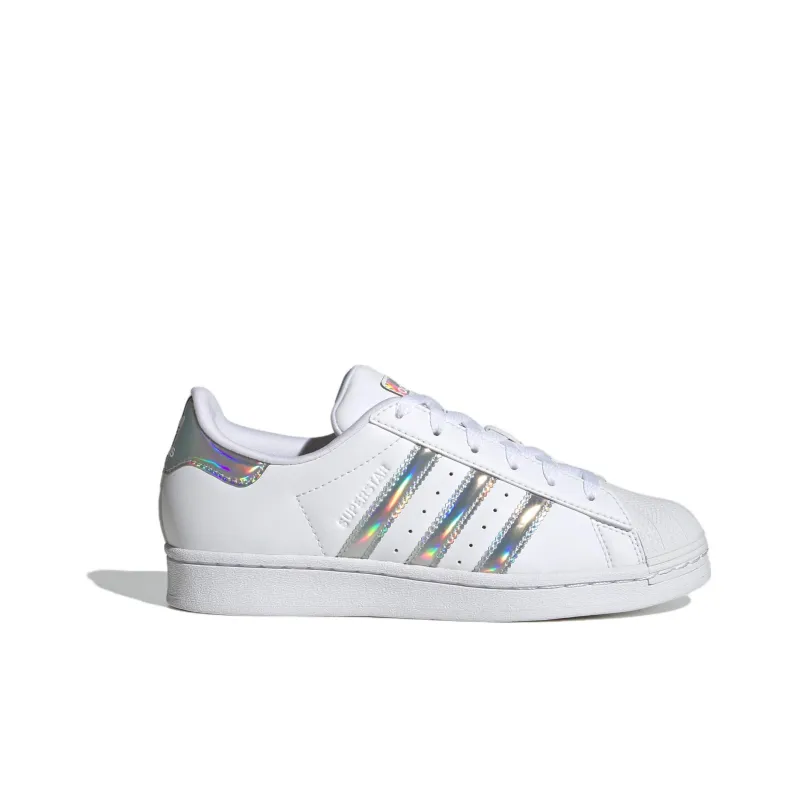 Adidas Originals SUPERSTAR Anti Slip Wear Resistant Low Top Kids Lifestyle Shoes Silver White Teenagers-1
