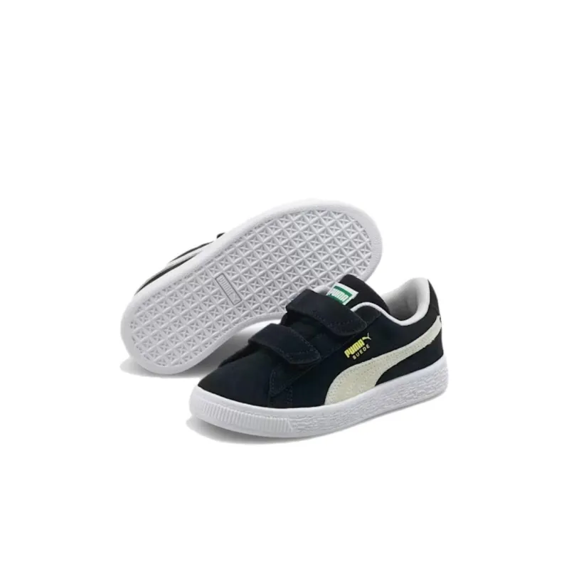 PUMA Suede Classic Abrasion Resistant Low Top Kids' Skateboarding Shoes Black White Kids'-6