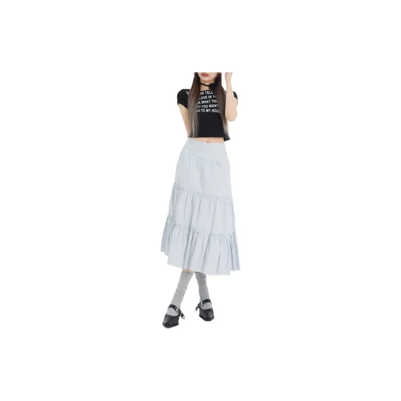ZAVK Casual Long Skirt Women's Yin Blue-2