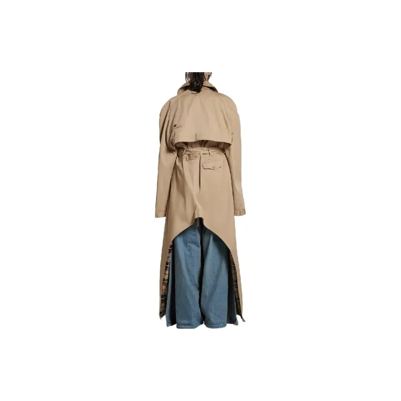 Balenciaga Patterned Checkered Oversized Trench Coat-3