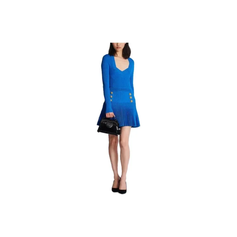 BALMAIN Long-Sleeved Dresses Women's Blue-1