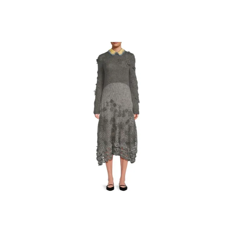 Valentino Long Sleeved Dress Women's Gray-2