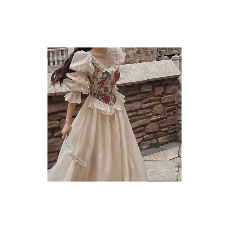 JOSR Long Sleeved Dresses Women's Apricot-3