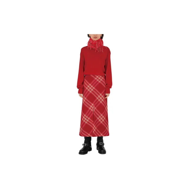 Burberry Casual Long Skirts Women's Red-4