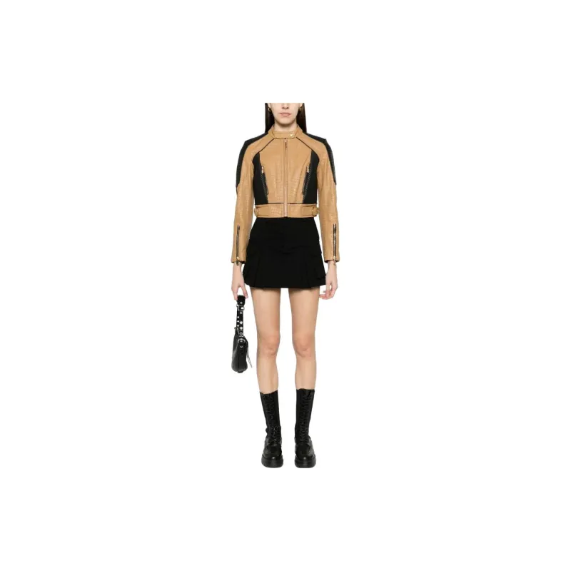 PINKO Colour-block Panelled Leather Jacket-1