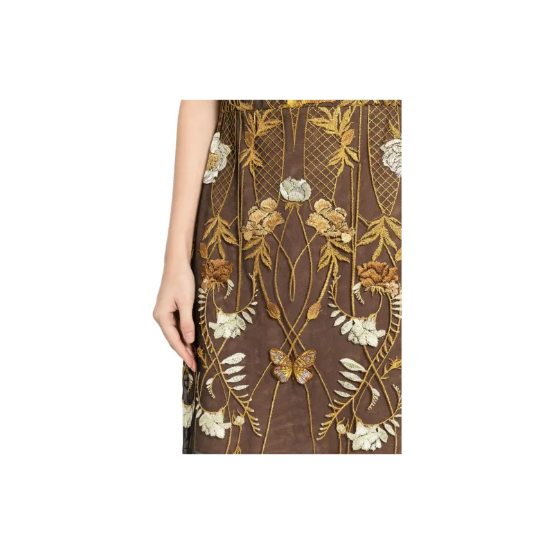 Marchesa Notte Floral embroidered Tulle Mini Dress-4