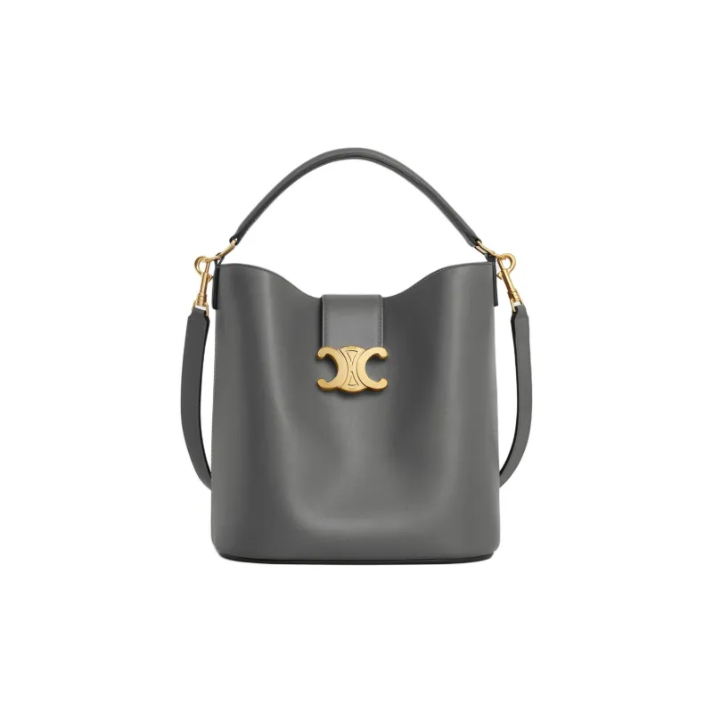 CELINE Calfskin Shoulder Bag, Crossbody Bag, Handbag Medium Size Women's Anthracite-0
