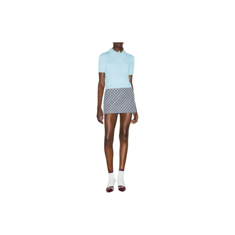 GUCCI Polo Shirt Women's Light Blue-1