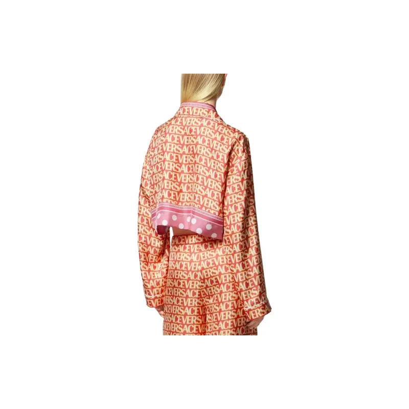 VERSACE Allover Cropped Long Sleeved Shirt-4