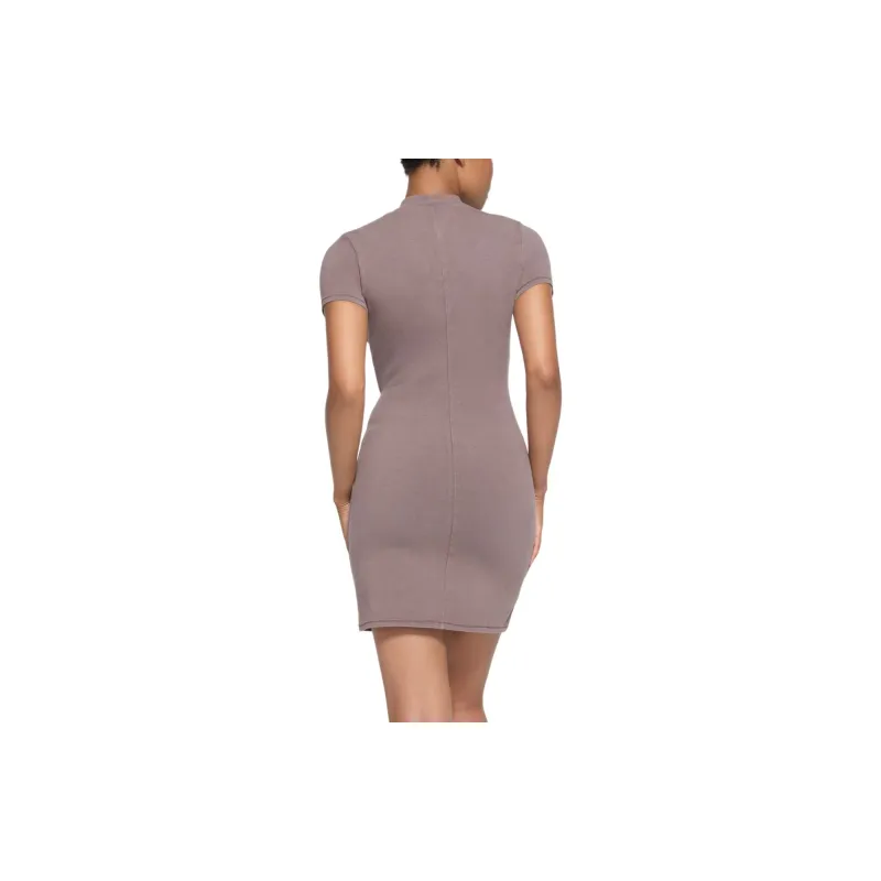 SKIMS SS24 Summer Collection OUTDOOR MOCK NECK MINI DRESS Short Sleeved Dress Women's ZINC/Zinc-2
