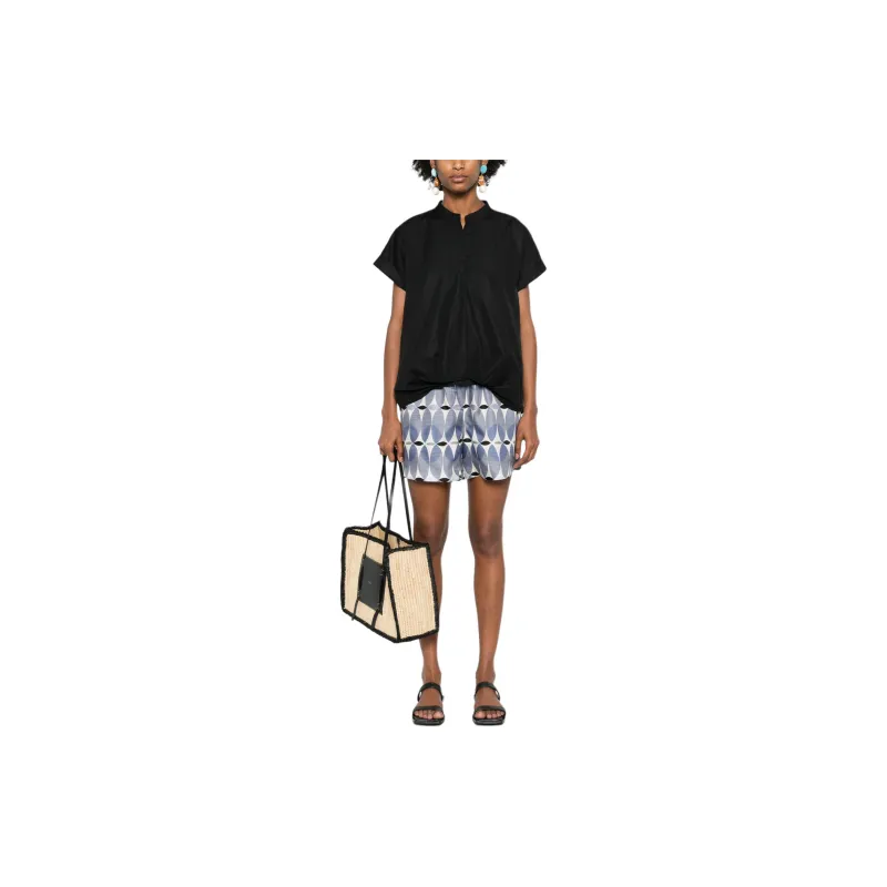 Lorena Antoniazzi Gathered Detailed Short-Sleeved Poplin Blouse-1