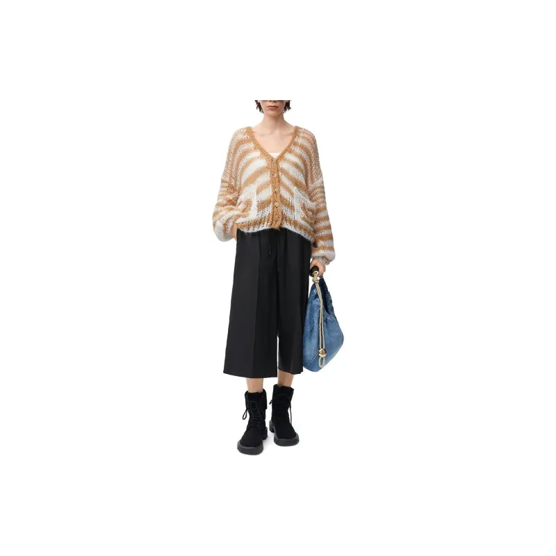 LOEWE Anagram Cardigan 'White/Camel'-1