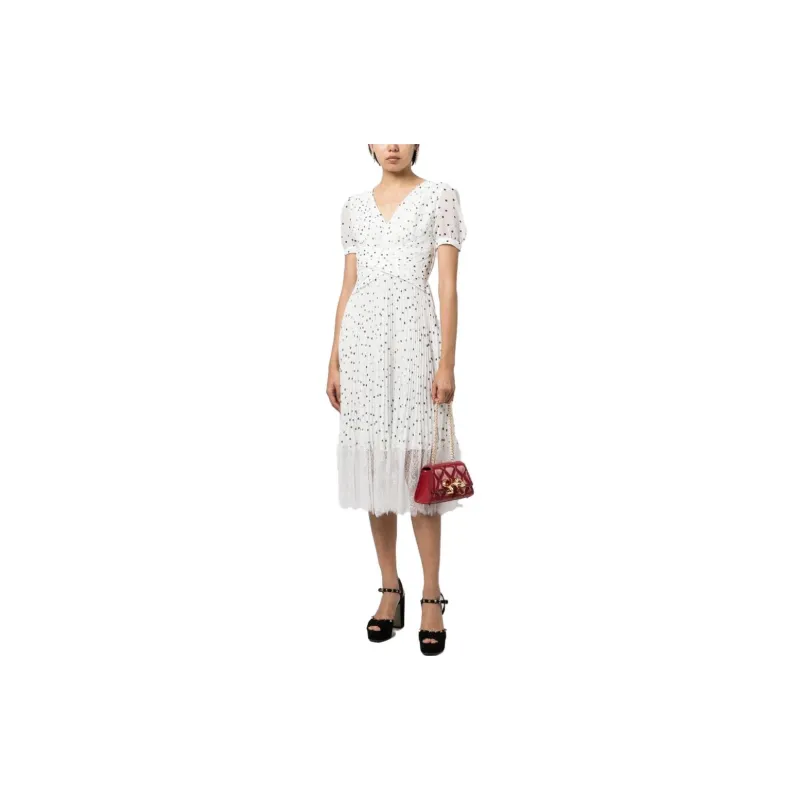 Self-portrait Polka-dot Pleated Midi Dress-1
