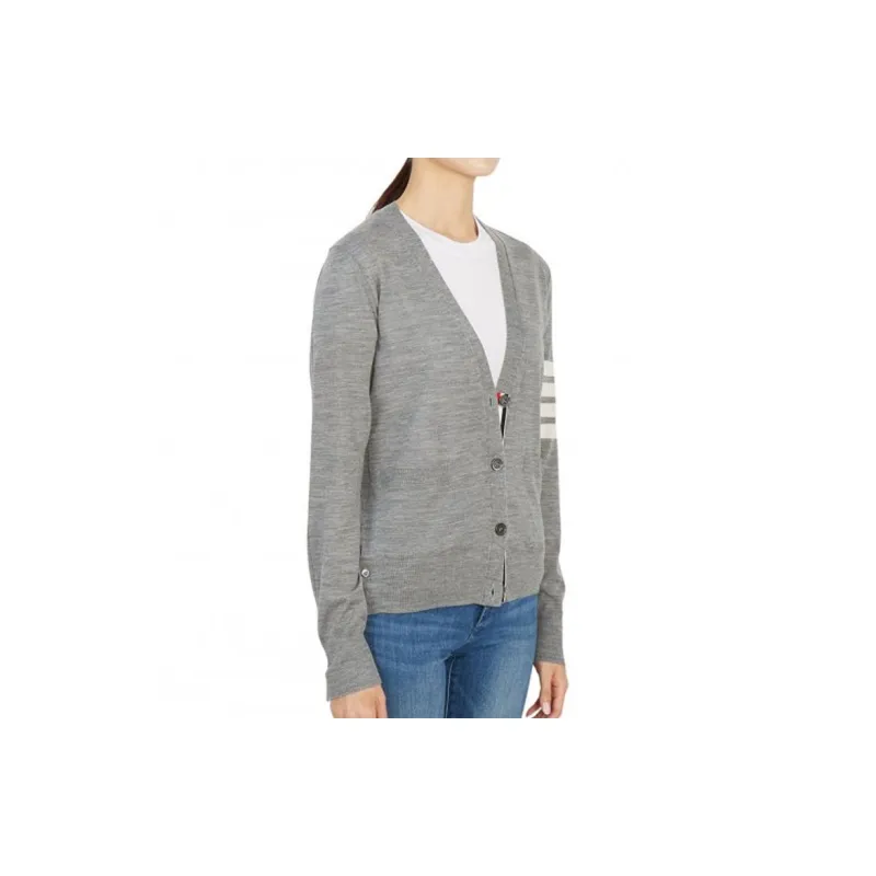 THOM BROWNE 4 Bar V Neck Cardigan-6