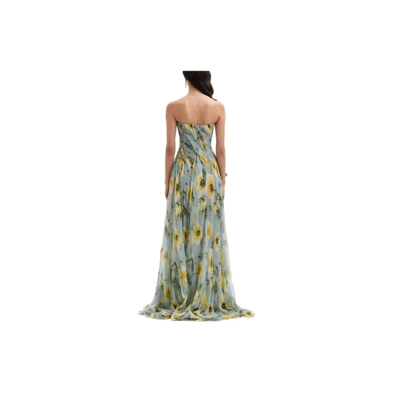 Oscar De La Renta Poppy-print Strapless Chiffon Gown-2