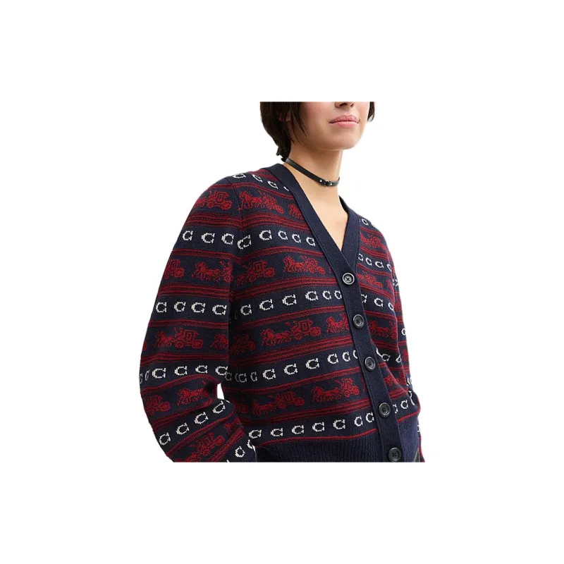COACH FW24 Knitwear Women's Blue Red-3